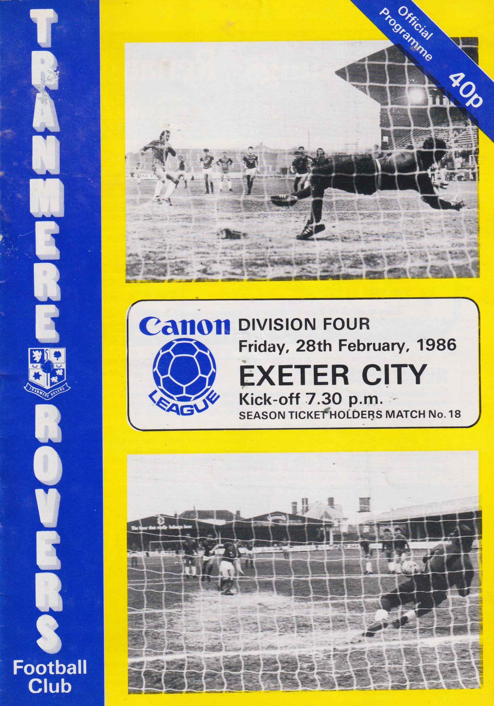Tranmere Rovers v Exeter City match programme